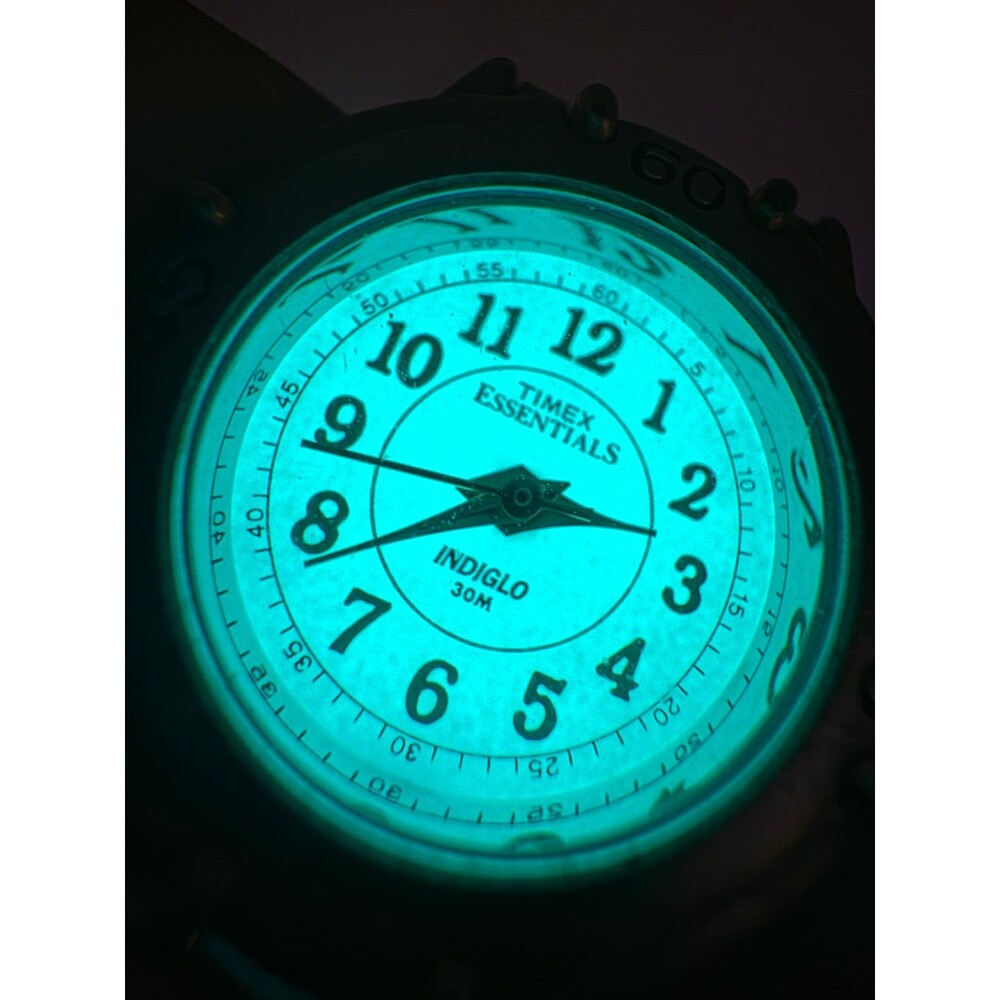 Ladies Vintage Timex Essentials Indiglo Two-Tone Dive Watch - Working Blue Light